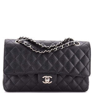 Chanel Medium Vintage Classic Double Flap Bag Quilted Caviar